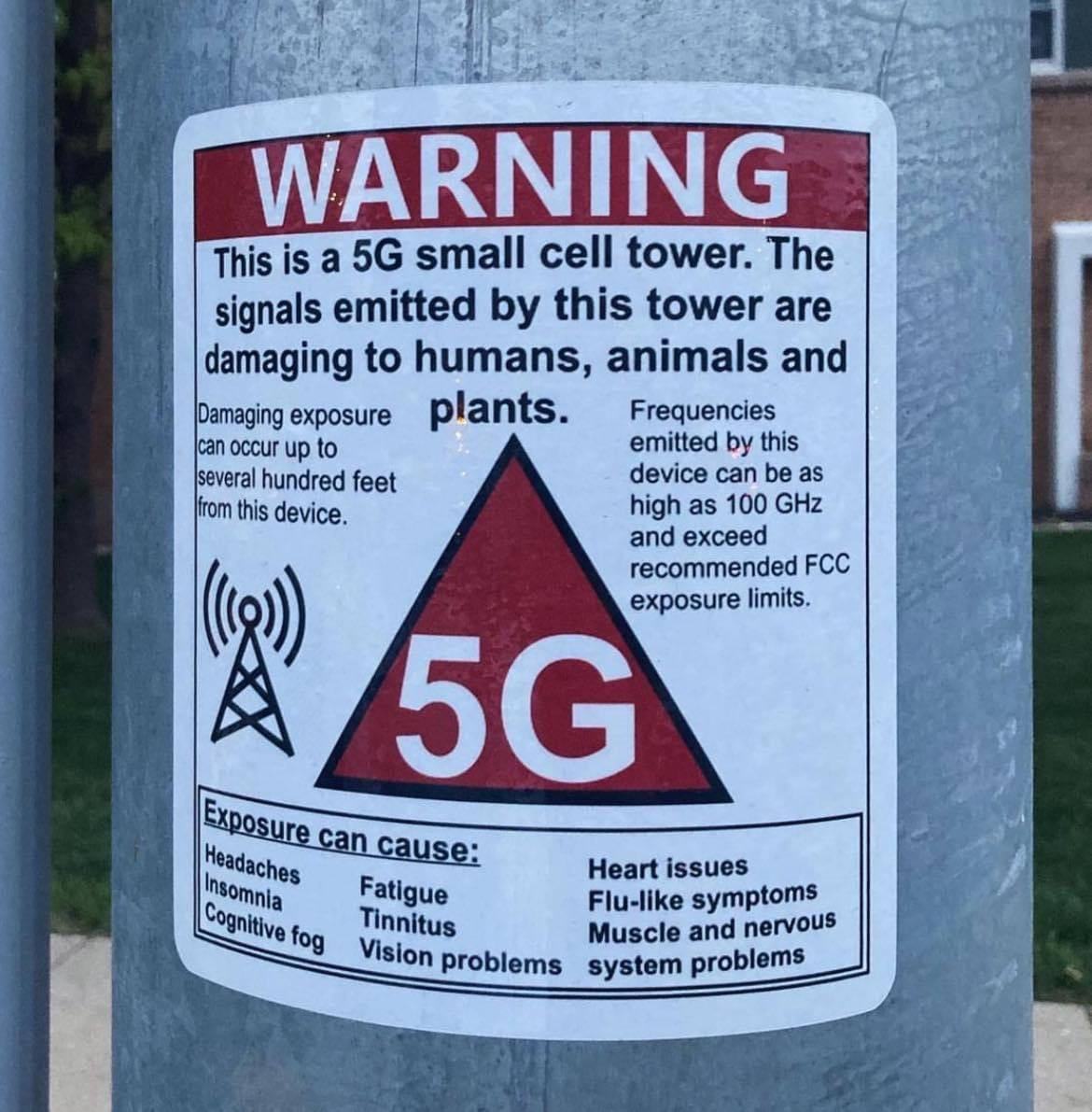 5G small cell tower warning fatigue, headaches, heart issues, flu-like symptoms